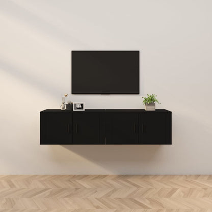 Mobili Porta TV a Parete 2 pz Nero 80x34,5x40 cm - homemem39