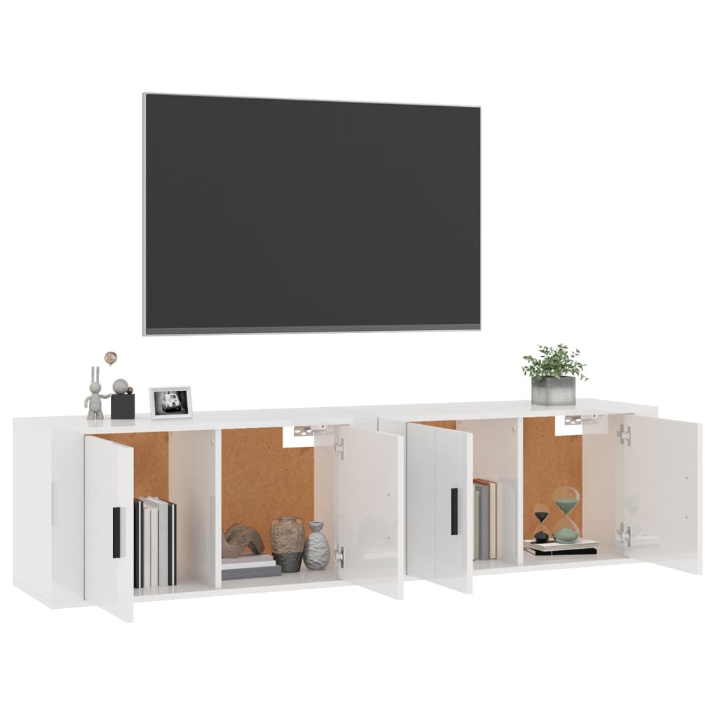 Mobili Porta TV a Parete 2 pz Bianco Lucido 80x34,5x40 cm - homemem39