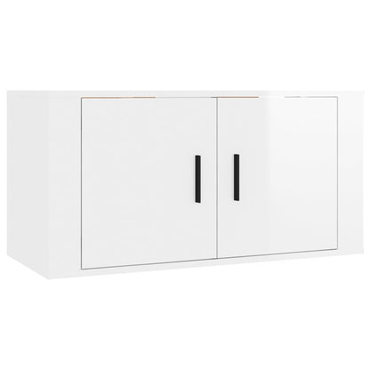 Mobili Porta TV a Parete 2 pz Bianco Lucido 80x34,5x40 cm - homemem39