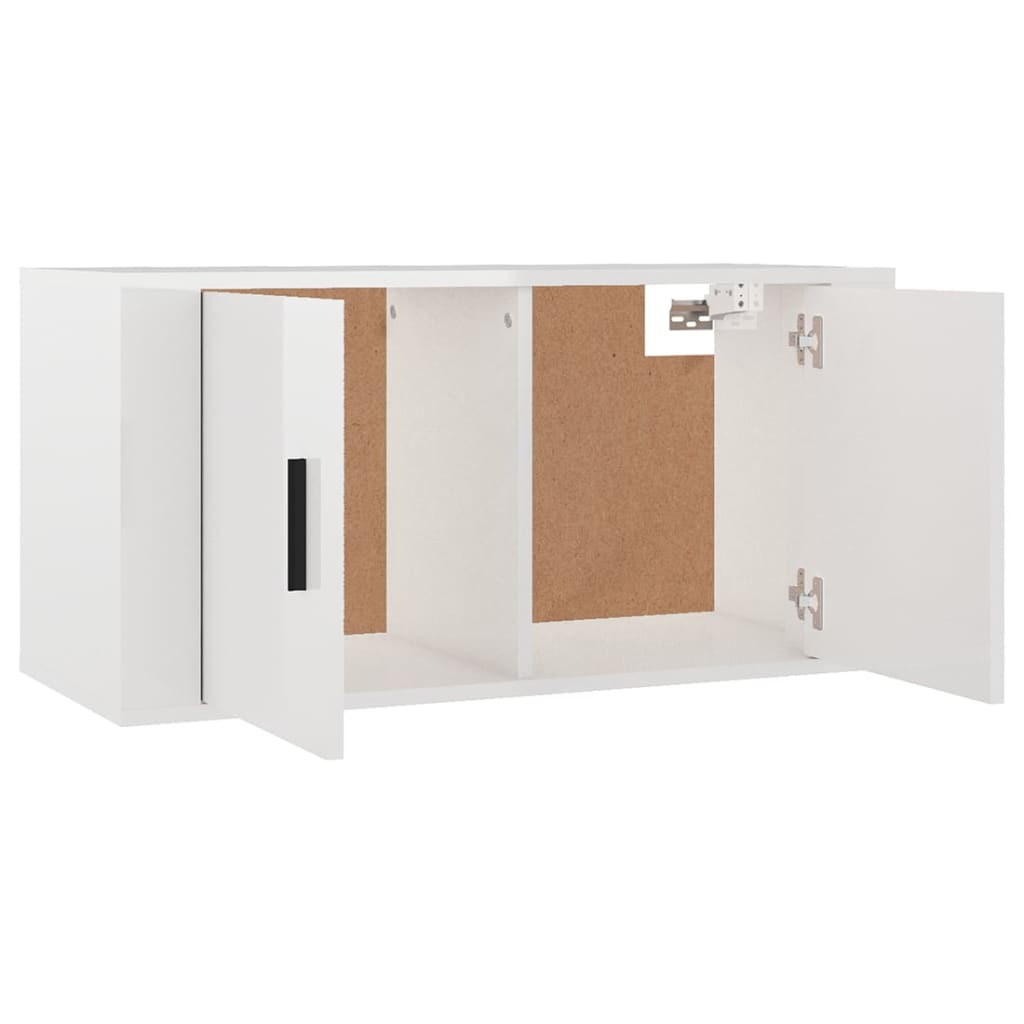 Mobili Porta TV a Parete 2 pz Bianco Lucido 80x34,5x40 cm - homemem39