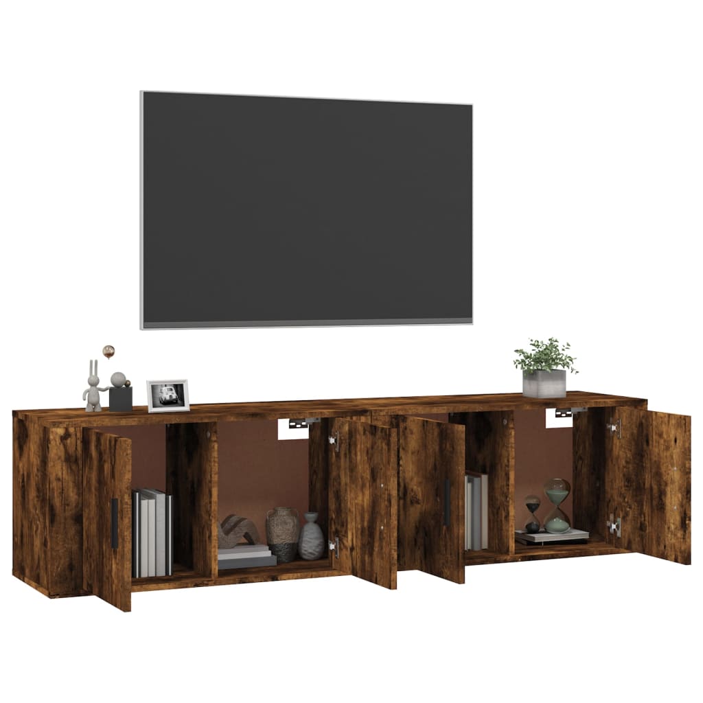 Mobili Porta TV a Parete 2 pz Rovere Fumo 80x34,5x40 cm - homemem39