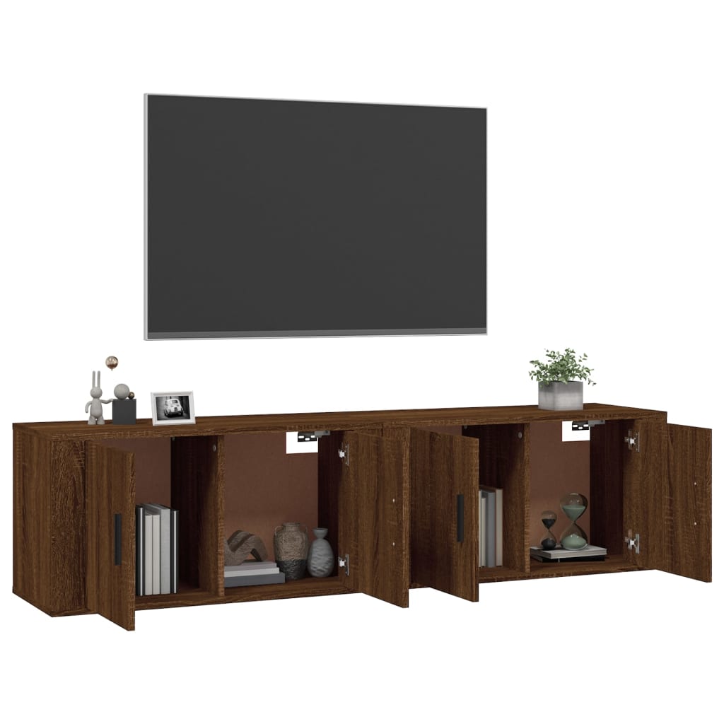 Mobili Porta TV a Parete 2 pz Rovere Marrone 80x34,5x40 cm - homemem39