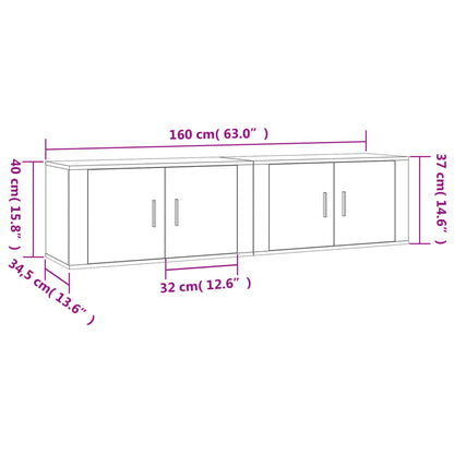 Mobili Porta TV a Parete 2 pz Rovere Marrone 80x34,5x40 cm - homemem39