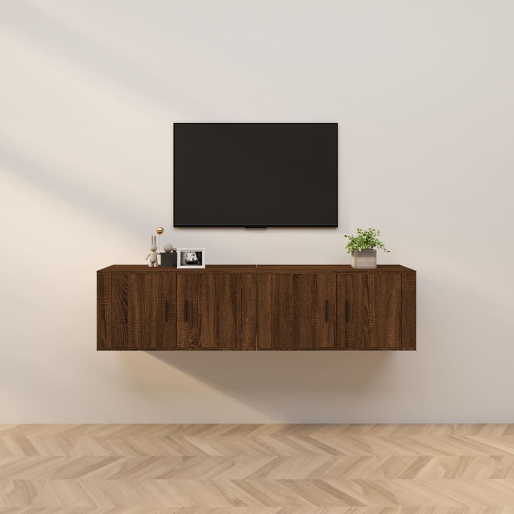 Mobili Porta TV a Parete 2 pz Rovere Marrone 80x34,5x40 cm - homemem39