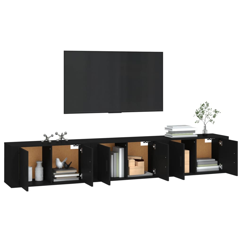 Mobili Porta TV a Parete 3 pz Nero 80x34,5x40 cm - homemem39