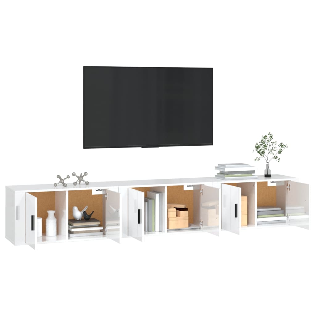 Mobili Porta TV a Parete 3 pz Bianco Lucido 80x34,5x40 cm - homemem39