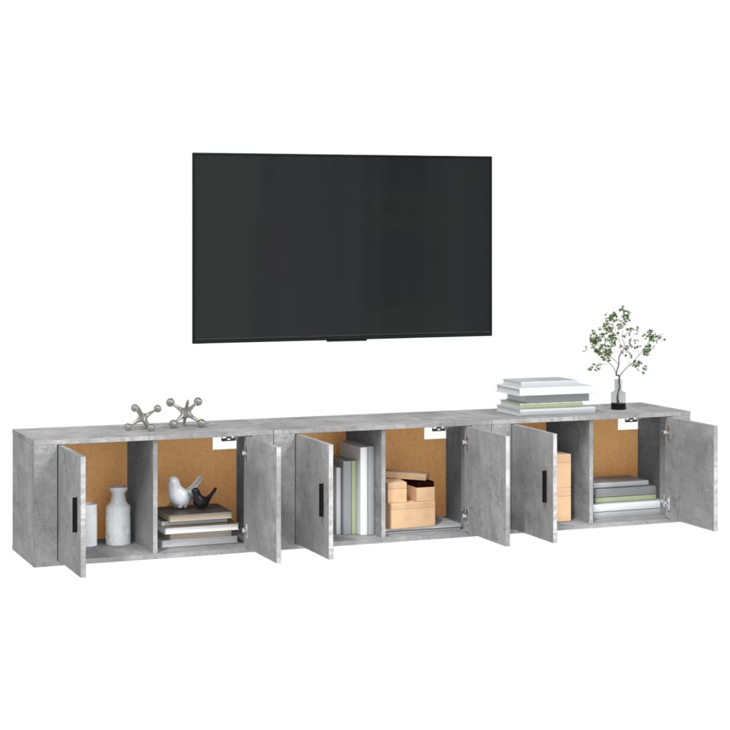 Mobili Porta TV a Parete 3 pz Grigio Cemento 80x34,5x40 cm - homemem39