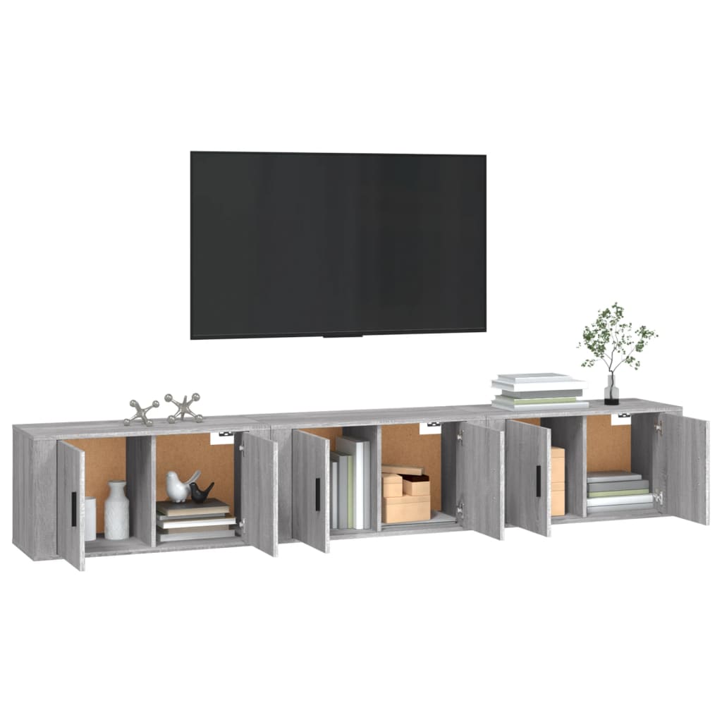 Mobili Porta TV a Parete 3 pz Grigio Sonoma 80x34,5x40 cm - homemem39