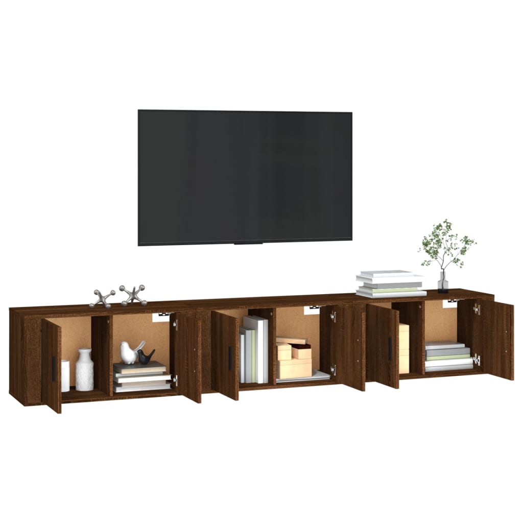 Mobili Porta TV a Parete 3 pz Rovere Marrone 80x34,5x40 cm - homemem39