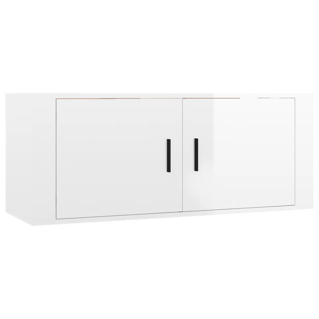 Mobili Porta TV a Parete 2 pz Bianco Lucido 100x34,5x40 cm - homemem39