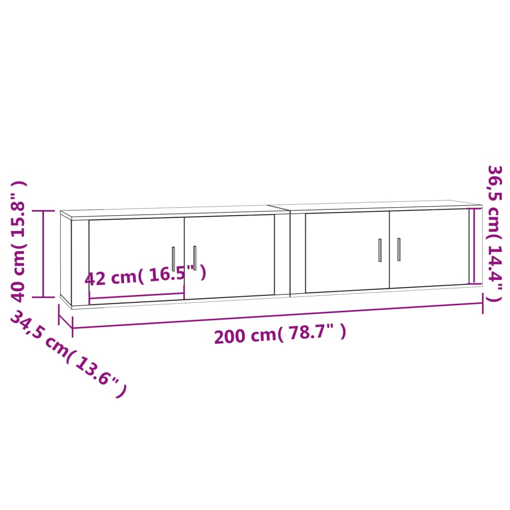 Mobili Porta TV a Parete 2 pz Grigio Cemento 100x34,5x40 cm - homemem39