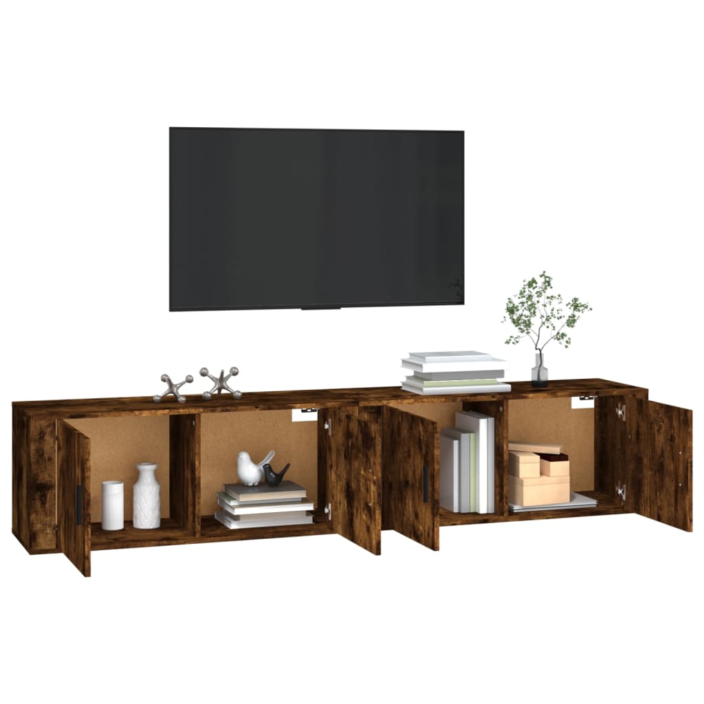 Mobili Porta TV a Parete 2 pz Rovere Fumo 100x34,5x40 cm - homemem39