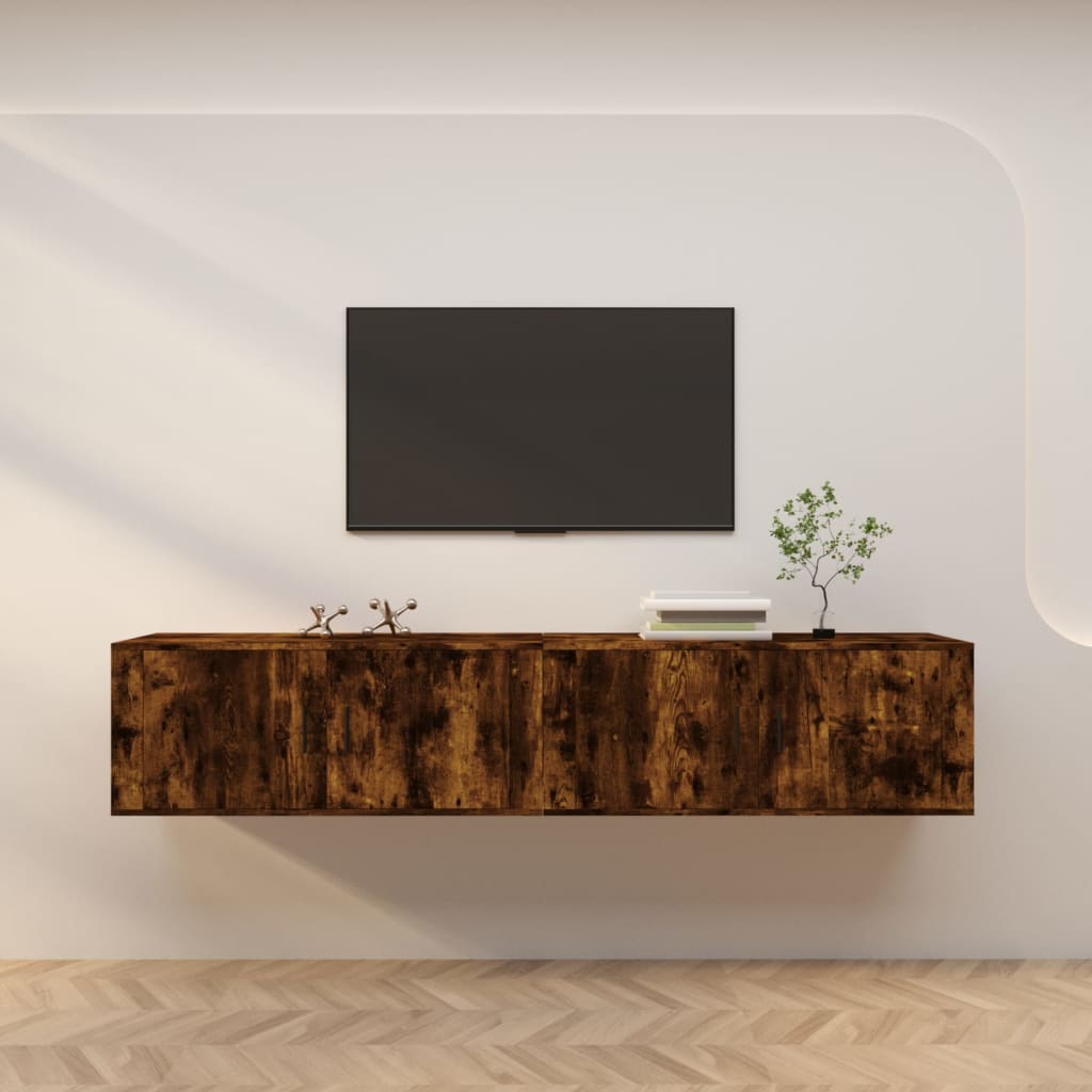 Mobili Porta TV a Parete 2 pz Rovere Fumo 100x34,5x40 cm - homemem39