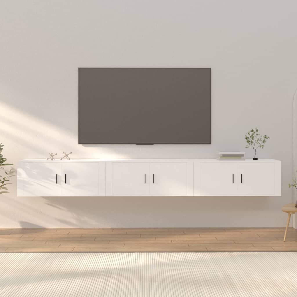 Mobili Porta TV a Parete 3 pz Bianco 100x34,5x40 cm - homemem39