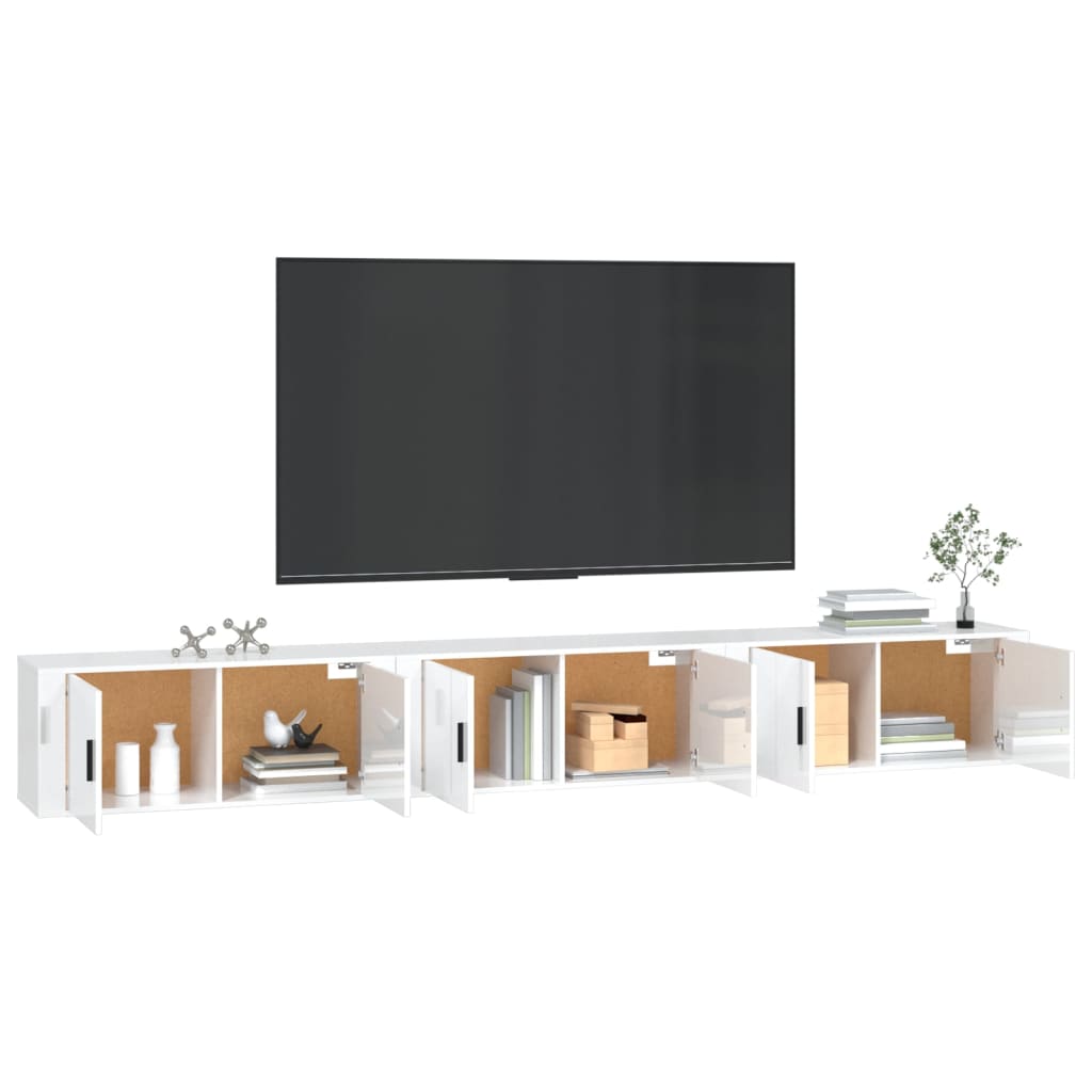 Mobili Porta TV a Parete 3 pz Bianco Lucido 100x34,5x40 cm - homemem39