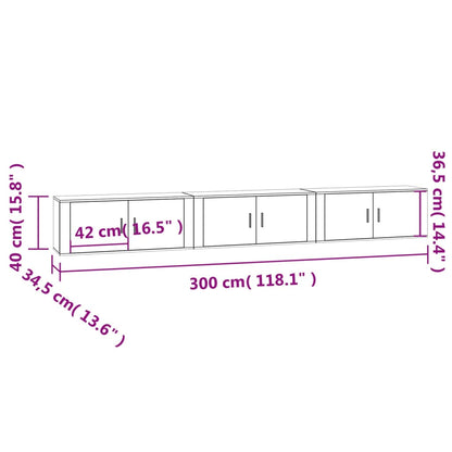 Mobili Porta TV a Parete 3 pz Bianco Lucido 100x34,5x40 cm - homemem39