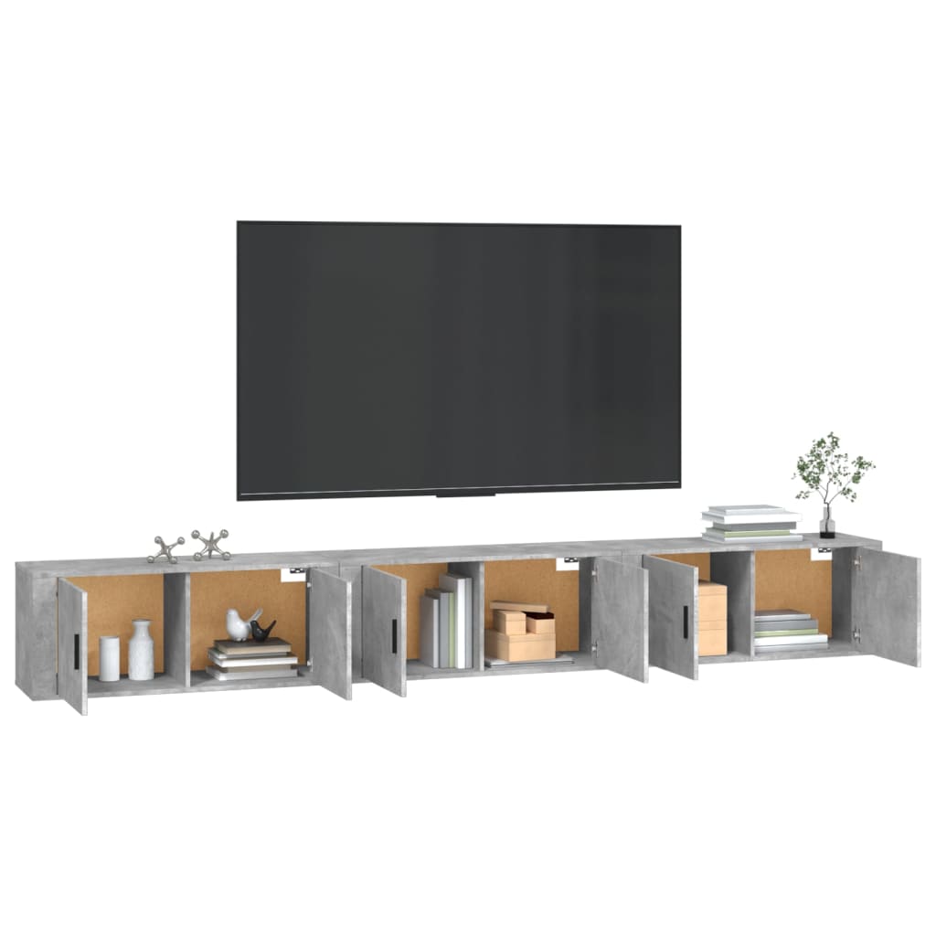 Mobili Porta TV a Parete 3 pz Grigio Cemento 100x34,5x40 cm - homemem39