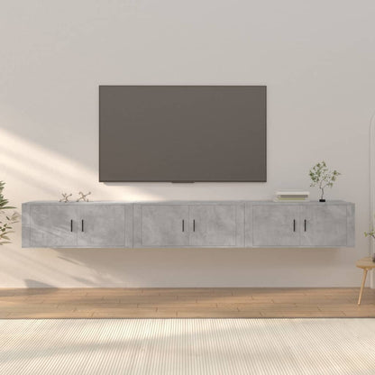 Mobili Porta TV a Parete 3 pz Grigio Cemento 100x34,5x40 cm - homemem39