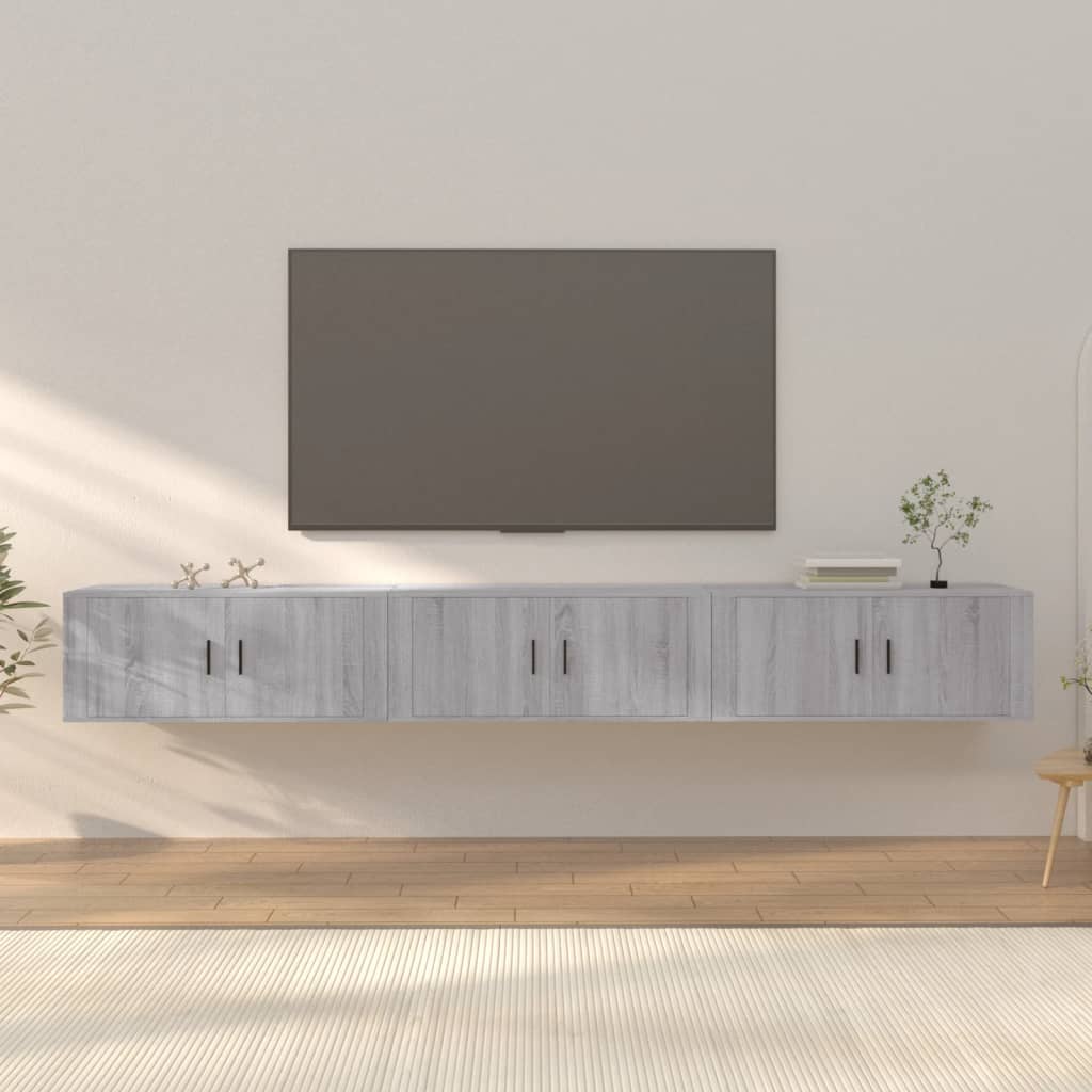 Mobili Porta TV a Parete 3 pz Grigio Sonoma 100x34,5x40 cm - homemem39