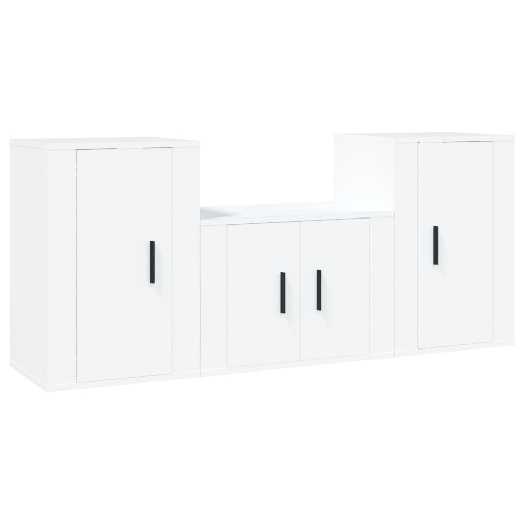 Set Mobili Porta TV 3 pz Bianco in Legno Multistrato - homemem39