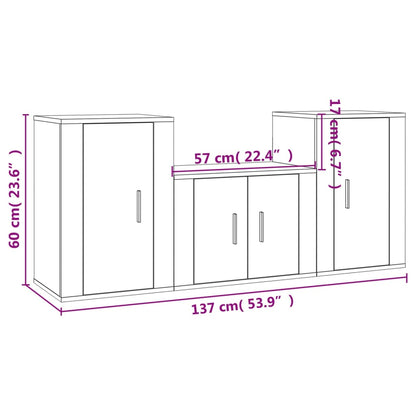 Set Mobili Porta TV 3 pz Bianco in Legno Multistrato - homemem39