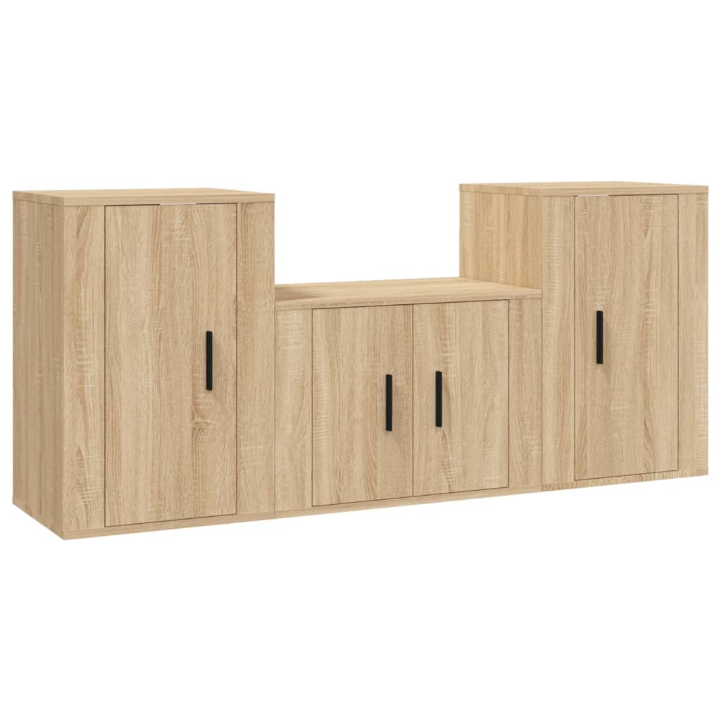 Set di Mobili Porta TV 3 pz Rovere Sonoma in Legno Multistrato - homemem39