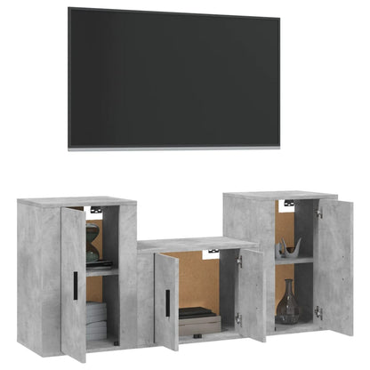 Set di Mobili Porta TV 3 pz Grigio Cemento in Legno Multistrato - homemem39