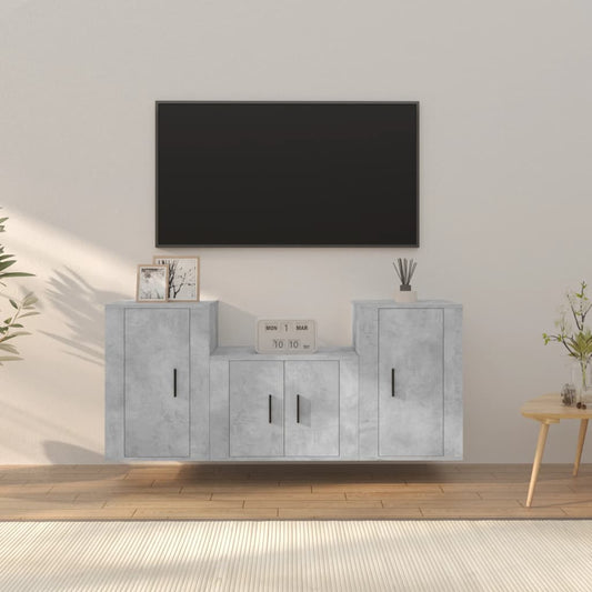 Set di Mobili Porta TV 3 pz Grigio Cemento in Legno Multistrato - homemem39