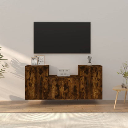 Set Mobili Porta TV 3 pz Rovere Fumo in Legno Multistrato - homemem39