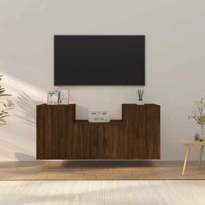 Set Mobili Porta TV 3 pz Rovere Marrone in Legno Multistrato - homemem39