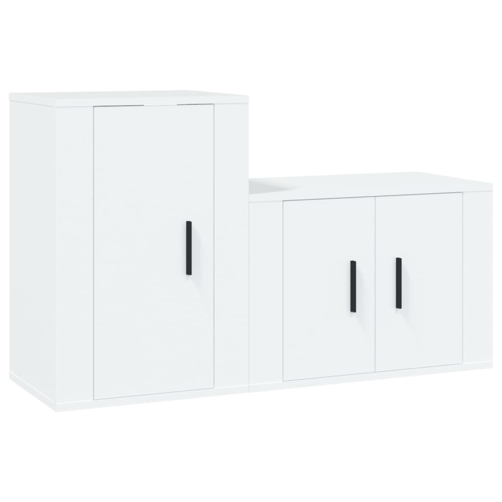 Set di Mobili Porta TV 2 pz Bianco in Legno Multistrato - homemem39