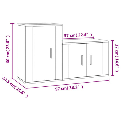 Set Mobili Porta TV 2 pz Nero in Legno Multistrato - homemem39