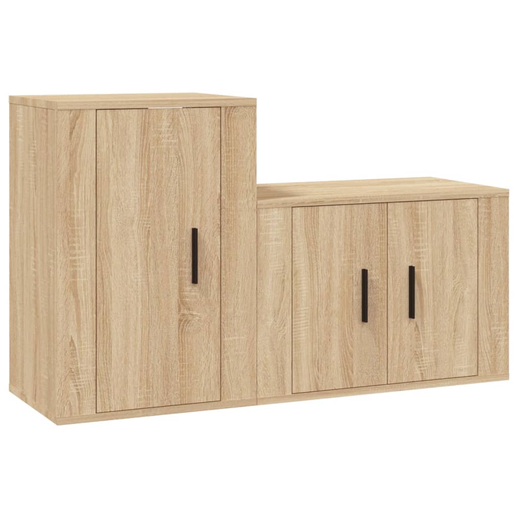 Set di Mobili Porta TV 2 pz Rovere Sonoma in Legno Multistrato - homemem39