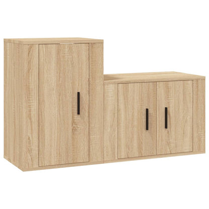 Set di Mobili Porta TV 2 pz Rovere Sonoma in Legno Multistrato - homemem39