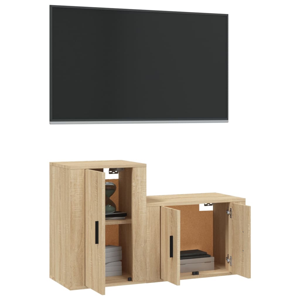 Set di Mobili Porta TV 2 pz Rovere Sonoma in Legno Multistrato - homemem39