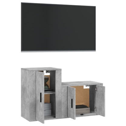 Set di Mobili Porta TV 2 pz Grigio Cemento in Legno Multistrato - homemem39