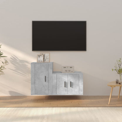 Set di Mobili Porta TV 2 pz Grigio Cemento in Legno Multistrato - homemem39