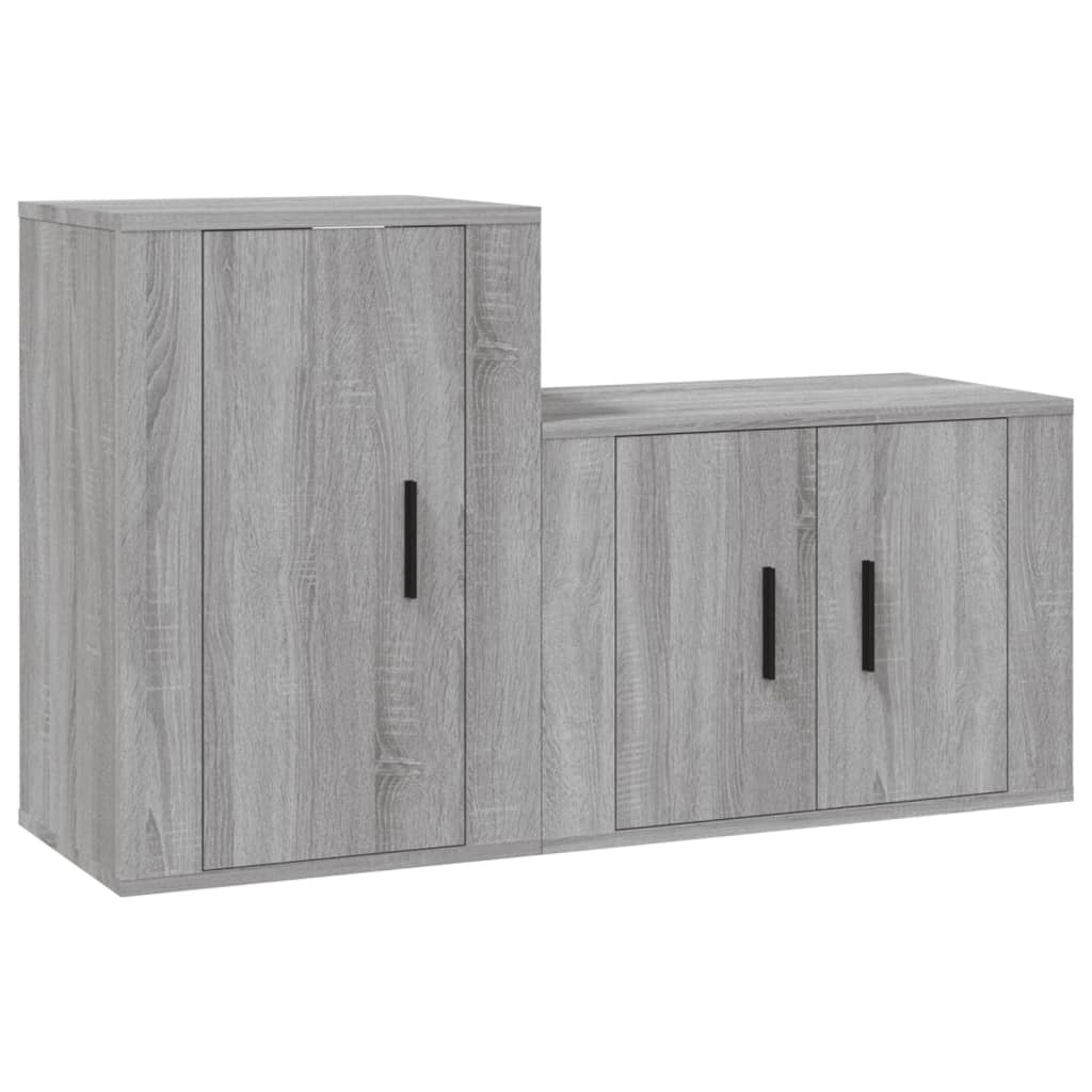 Set Mobili Porta TV 2 pz Grigio Sonoma in Legno Multistrato - homemem39