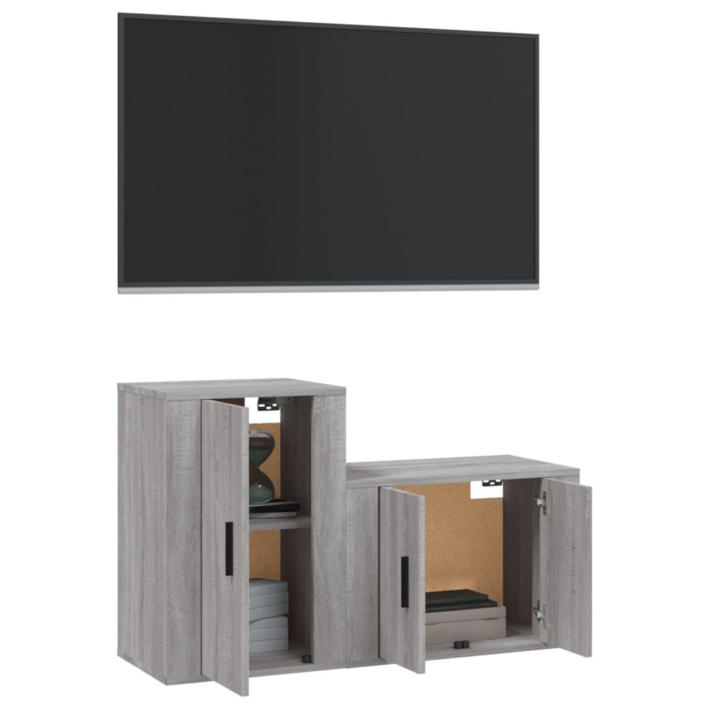 Set Mobili Porta TV 2 pz Grigio Sonoma in Legno Multistrato - homemem39