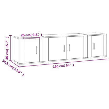 Set Mobili Porta TV 3 pz Bianco Lucido in Legno Multistrato - homemem39