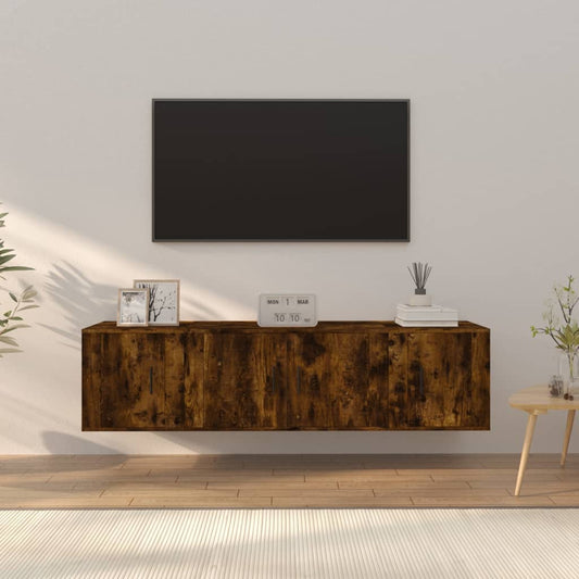 Set Mobili Porta TV 3 pz Rovere Fumo in Legno Multistrato - homemem39