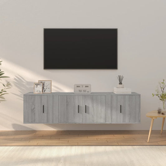 Set Mobili Porta TV 3 pz Grigio Sonoma in Legno Multistrato - homemem39