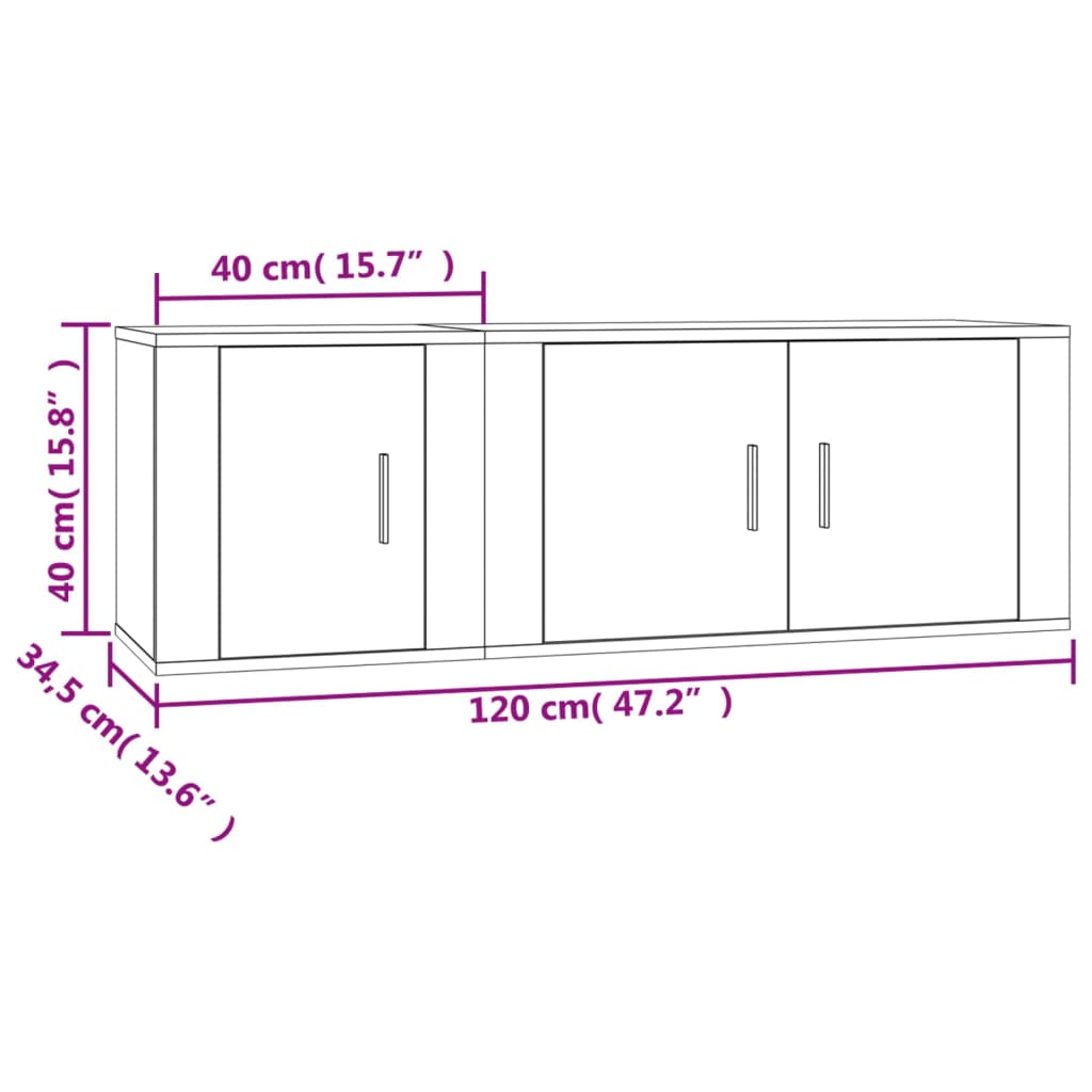 Set di Mobili Porta TV 2 pz Grigio Cemento in Legno Multistrato - homemem39