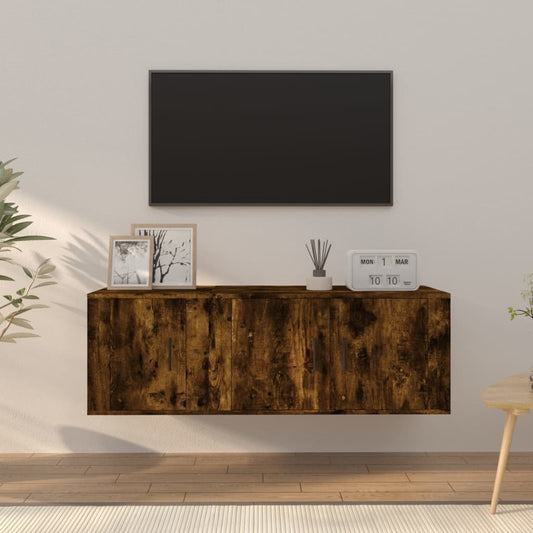 Set Mobili Porta TV 2 pz Rovere Fumo in Legno Multistrato - homemem39