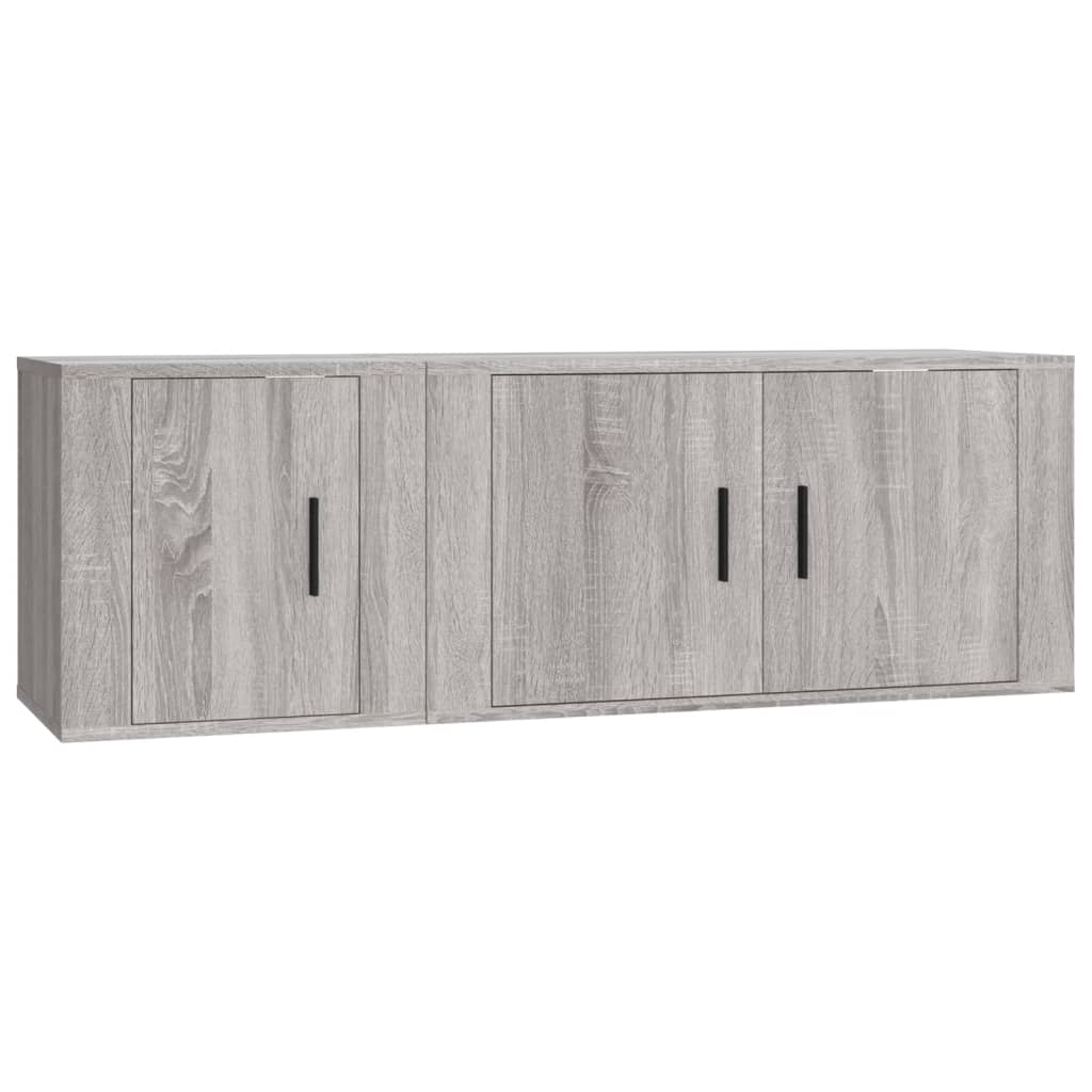 Set Mobili Porta TV 2 pz Grigio Sonoma in Legno Multistrato - homemem39