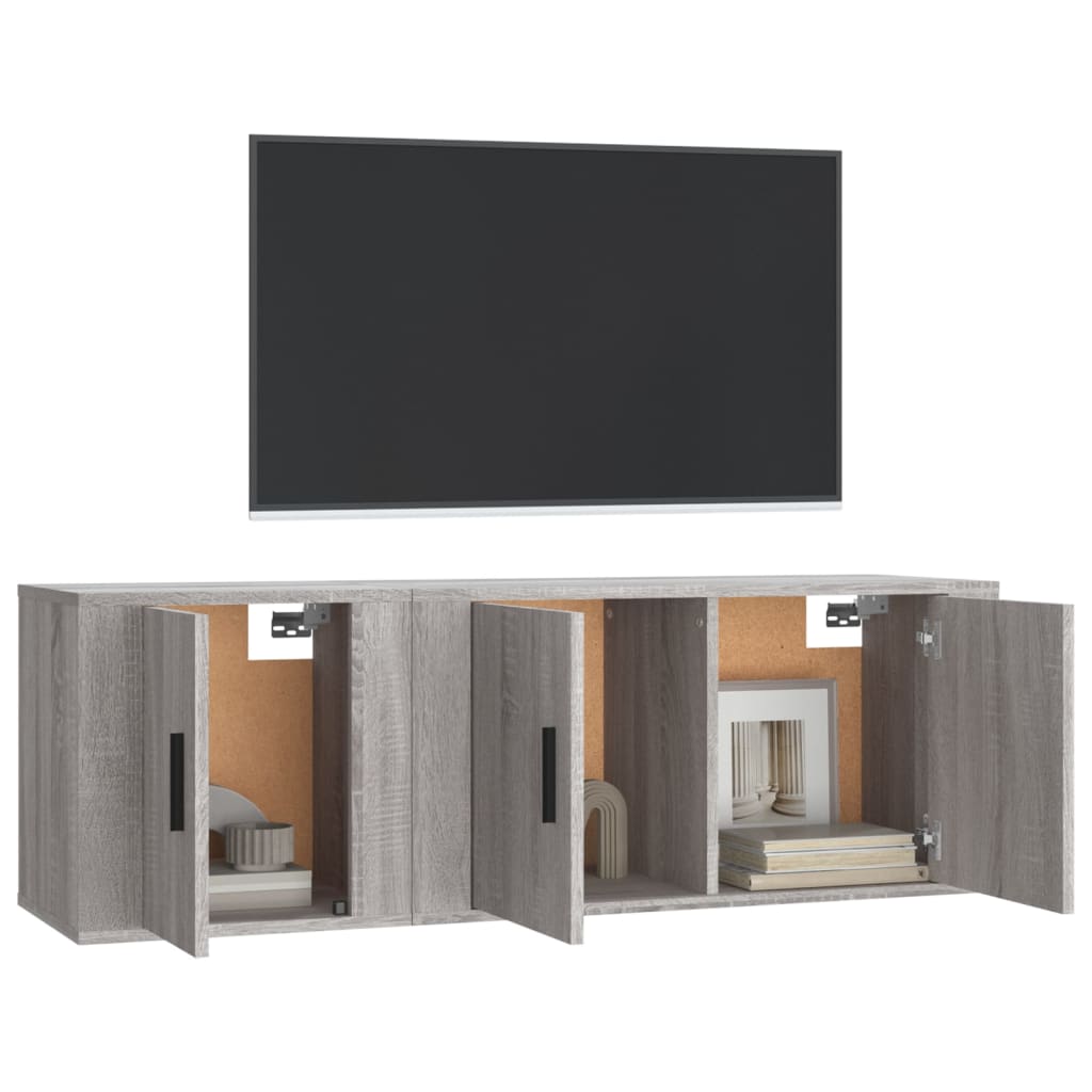 Set Mobili Porta TV 2 pz Grigio Sonoma in Legno Multistrato - homemem39