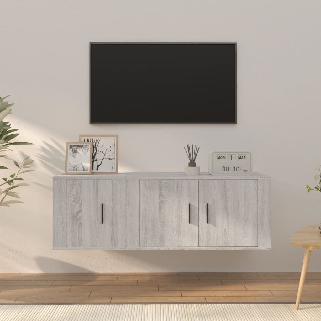 Set Mobili Porta TV 2 pz Grigio Sonoma in Legno Multistrato - homemem39