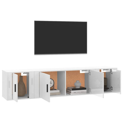 Set Mobili Porta TV 3 pz Bianco Lucido in Legno Multistrato - homemem39