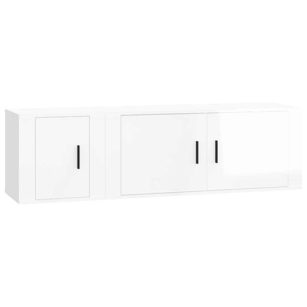 Set di Mobili Porta TV 2 pz Bianco Lucido in Legno Multistrato - homemem39