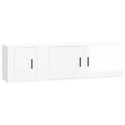 Set di Mobili Porta TV 2 pz Bianco Lucido in Legno Multistrato - homemem39